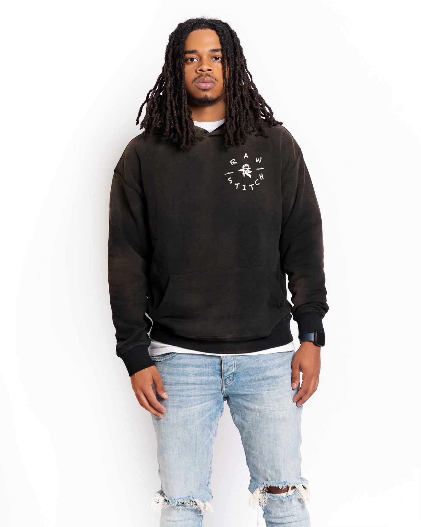 Original logo sun faded black hoodie