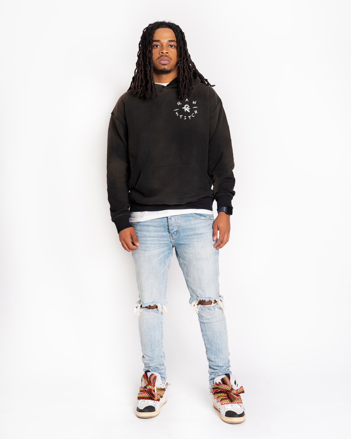 Original logo sun faded black hoodie